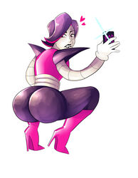 1boy ambiguous_gender ass big_ass femboy girly high_heel_boots high_heels looking_back mettaton mettaton_ex robot selfie smartphone solo squatting trap undertale xiceowl