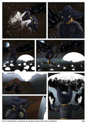 alfred_hadalen baelin_vitrin black_fur blue_eyes canid canine chapter_5 clothing comic dissolving english_text fennec feretta flying fox fur hi_res magic male mammal mink moon mustelid musteline page_68 planet space tale_of_tails wardrobe_malfunction webcomic white_eyes white_fur wings