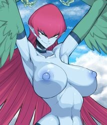 1girls abs armpits breasts breasts_apart edit female harpie_lady konami monster_girl nipples solo spacezin third-party_edit yu-gi-oh! yuu-gi-ou_duel_monsters