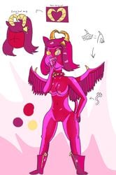 1girls 2019 animated beagood0ne breasts demon demon_horns drool female female_only freckles horns model_sheet pussy solo standing unusual_pupils v wings