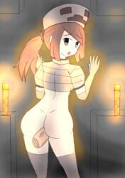 1boy aenmz ass brown_hair doggy_style edit female from_behind glowing gray_eyes hands_on_wall looking_at_viewer minecraft mob_talker naked shadow skeleton skeleton_(at2.) skeleton_(minecraft) torch