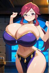 ai_generated dancing exotic_dancer female glasses huge_breasts long_hair lorelei_(pokemon) pokemon
