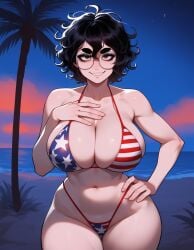1girls 4th_of_july ai_generated american_flag_bikini ass beach big_ass big_breasts bikini black_hair breasts brown_eyes curvy curvy_female curvy_figure eyeshadow female glasses goth hair_between_eyes hourglass_figure hourglass_figured_female large_ass large_breasts light-skinned_female light_skin messy_hair midriff naughty naughty_face olie perfect_body round_eyewear round_glasses sexy sexy_body short_hair sunset thick_ass thick_eyelashes thick_thighs thong thong_bikini voluptuous wavy_hair xandr