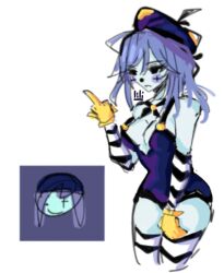 2023 annoyed_expression artist_self-insert artist_upload ass big_ass bigoldstinker breasts cleavage clown_nose face_markings gloves ibispaint_(artwork) ibispaintx looking_away medium_breasts medium_hair mime oc original original_artwork original_character overalls scarf self_insert self_upload sfw sketch thick_thighs thighhighs thighs