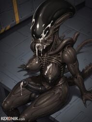1futa after_fellatio ai_generated alien alien_(franchise) ass_focus big_nipples black_body black_breasts black_nipples black_penis black_skin cheek_bulge close-up closed_mouth cum_in_mouth cum_on_face cum_on_penis cumming cumshot dickgirl from_above futa_only futanari horror horse_penis huge_ass huge_cock huge_testicles kexonik medium_breasts monster puffy_nipples pull_out sagging_breasts scrotum sitting solo_focus tail xenomorph