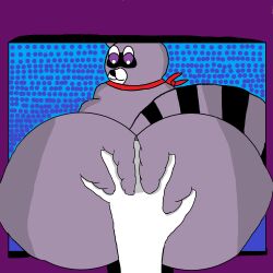 2d_(artwork) amateur_artist anartenjoyer ass ass_grab big_ass big_butt butt_grab computer grab_the_butt hand_on_ass hand_on_butt indigo_park ms_paint raccoon rambley_raccoon red_headband striped_tail tail