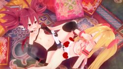 2girls breasts darksider93 disgaea disgaea_d2 etna exposed_breasts flonne koikatsu nippon_ichi_software pure_flonne small_breasts vibrator yuri