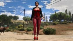 1girls 3d abandoned_building absurd_res absurdres alternate_costume alternate_outfit amanda_de_santa betrayal black_fingernails brown_hair chain_necklace construction_worker corset daz_studio dionys_ramirez earrings edited_screencap female female_focus fingernails grand_theft_auto grand_theft_auto_v heavenly_ass high_heels huge_ass leggings mature_female mature_woman milf modification mother mountain red_corset red_high_heels rockstar_editor see-through see-through_leggings short_hair source_request strutting sunglasses the_lost_mc thong tight_leggings