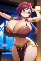 ai_generated dancing exotic_dancer female glasses huge_breasts long_hair lorelei_(pokemon) pokemon