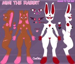 angry anthro areola arm_tuft ass big_butt big_ears big_feet black_nipples breasts brown_body brown_fur cereshinu cheek_tuft chest_tuft color_swatch colored dark_sclera digitigrade domestic_rabbit ear_tuft ears_up eyelashes facial_markings facial_tuft feet female floppy_ears front_view fur glistening glistening_eyes glowing glowing_eyes head_markings head_tuft hi_res killer_rabbit_(cereshinu) lagomorph leg_tuft leporid long_eyelashes looking_ahead looking_at_viewer lop_ears lop_rabbit mammal markings medium_breasts mimi_(cereshinu) model_sheet multicolored_body multicolored_fur neck_tuft nipples oryctolagus pink_body pink_eyes pink_fur pink_nipples pink_nose pink_pubes pubes pupils rabbit red_body red_eyes red_fur red_nose red_pubes reference_image scar shoulder_tuft side_view signature slim smile solo standing tail text thick_thighs thigh_tuft tuft watermark white_body white_fur white_pupils wide_hips