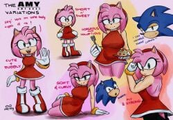 1boy 1girls amy_rose anatomy attractive body_type curves curvy cute dialogue different_breast_sizes fit fit_female gorgeous gorgeous_character gorgeous_female looking_at_viewer muscular muscular_female onefinitya sega sfw short_girl shortcake soft soft_curves sonic_(series) sonic_the_hedgehog sonic_the_hedgehog_(series) strong strong_female sweet variant variants voluptuous voluptuous_female