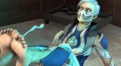 3d 3d_(artwork) barefoot cum cumshot feet foot_fetish foot_focus footjob footjob_with_legwear frost_(mortal_kombat) large_penis mask mortal_kombat mortal_kombat_11 naughty_face partial_male propor_(artist) sex soles solo_focus toes two-footed_footjob