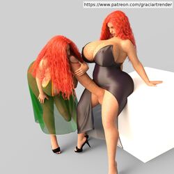 2futas 3d areolae breasts cleavage clothed curly_hair curvy dickgirl dress erection erection_under_clothes eyeshadow freckles futa_on_futa futa_only futanari gigantic_breasts ginger graciart green_eyes handjob heels hourglass_figure huge_balls huge_breasts imminent_fellatio imminent_oral intersex leaning_back long_hair long_penis looking_at_partner monster_cock nipples orla patreon penis penis_out penis_under_clothes red_hair shioban sitting standing stockings thick thick_thighs transparent_clothing twins url wide_hips