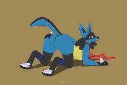 1girls 2019 4_toes all_fours anthro anus ass black_anus black_claws black_fur black_pussy blue_fur breasts claws ether-0 female fur gloves_(marking) grin leg_markings looking_at_viewer looking_back lucario markings nintendo original_character pawpads pinup pokemon pokemon_(species) pokemon_dppt pose presenting presenting_hindquarters presenting_pussy pussy raised_tail red_eyes smile snout socks_(marking) solo spread_butt spreading teeth toes video_games white_pawpads yellow_fur