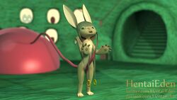 3d animated anthro blush brown_fur female fur green_eyes hair hentai_eden made_in_abyss mammal nanachi no_sound rubbing slime tagme tentacle video white_hair