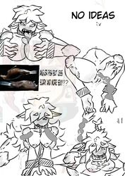 1girls 2boys ahe_gao anglerfish bondage breasts feet fellatio furry harran huge_breasts long_tongue male_pov oral original_character partially_colored penis pov rope sketch text thick_thighs watermark what wide_hips