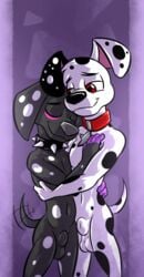 101_dalmatian_street 101_dalmatians 2019 2boys animal_genitalia anthro bassybird brother brothers canid canine canis collar dalmatian dante_(101_dalmatians) disney domestic_dog duo dylan_(101_dalmatians) fully_sheathed gay hi_res hug male male/male male_only mammal penis sheath sibling smile spiked_collar spikes spots yaoi