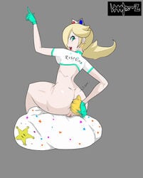 1girls 1other ambiguous_gender anal_insertion anus ass back big_ass big_butt blonde_hair blue_eyes clothing curvy female female_focus full_body gloves grey_background insertion long_hair luma mario_(series) masturbation nintendo princess_rosalina pussy pussy_flaps simple_background sitting super_mario_galaxy thighs whoopseez