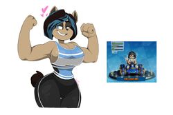 ami ami_bandicoot big_breasts breasts cleavage crash_(series) dory_fox_(artist) female flexing furry heart kart muscle muscular_female smile