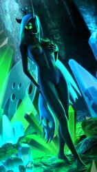 1girls 2019 3d anthro anthrofied arthropod breasts cavern changeling crystal digital_media_(artwork) female female_only friendship_is_magic hi_res insect_wings jacob_lhh3 looking_at_viewer my_little_pony nexgen nude pussy queen_chrysalis_(mlp) solo source_filmmaker wings