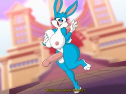 1futa 4:3 anthro balls big_breasts big_penis breasts buster_bunny dracojeff futanari gynomorph huge_breasts humanoid_penis intersex lagomorph leporid looking_at_viewer mammal nipples nude open_mouth outside penis rabbit rule_63 smile solo standing thick_thighs tiny_toon_adventures warner_brothers