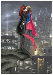 batman_(series) batwoman clothing dc kara_zor-el kate_kane kissing millyart93 skirt supergirl yuri