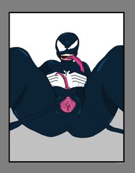 1girls alien anus big_breasts black_skin breasts eye_contact female firetails long_tongue looking_at_viewer marvel marvel_comics nude presenting pussy saliva she-venom smile source_request spider-man_(series) spread_legs spread_pussy symbiote teeth tentacle thick_thighs tongue tongue_out venom venom_(marvel) white_eyes white_skin wide_hips