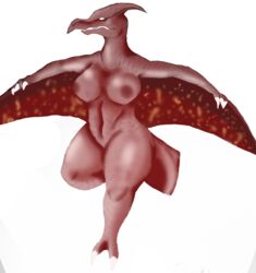 anthro artist_request ass breasts godzilla_(series) magma monsterverse red_skin rodan white_background white_eyes