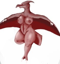 anthro ass breasts godzilla_(series) monsterverse red_skin rodan white_background wings