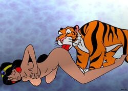 1990s 1997 20th_century aladdin ben_(artist) cunnilingus disney disney_princess female human nipples oral princess_jasmine rajah tiger zoophilia