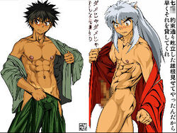 2boys censored gay inuyasha inuyasha_(character) rurouni_kenshin yahiko_myojin yaoi