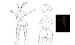 animatronic anthro ass big_breasts breast_squish breasts burntrap cleavage_cutout clothed clothing desesperadoleon female five_nights_at_freddy's five_nights_at_freddy's:_security_breach genitals hi_res lagomorph legwear leporid machine mammal metal pussy rabbit robot scottgames sketch solo springtrap springtrap_(fnaf) squish stitch_(disambiguation) thick_thighs thigh_highs under_boob video_games william_afton