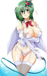 breasts bursting_breasts cameltoe cleavage curvy elbow_gloves female female_only final_fantasy final_fantasy_iv gloves green_hair hips human labia large_breasts lingerie nipple_slip nipples panties rydia side-tie_panties solo thighhighs underwear whip yasakani_an