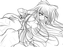 bondage bondage danshaku fujiwara_no_mokou monochrome solo topless touhou