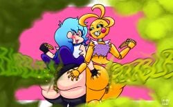 2d_(artwork) 2girls animatronic artist_signature ass ass_bigger_than_head ass_bigger_than_torso ass_focus ass_grab blush blush blush_lines chubby chubby_female eating fart fart_cloud fart_everywhere fart_fetish farting farting_at_viewer farting_on_food farts female female_only five_nights_at_freddy's five_nights_at_freddy's_2 food friday_night_funkin friday_night_funkin_mod furry grabbing_ass hamb0ne heart-shaped_pupils looking_at_viewer onomatopoeia panties pizza sharp_teeth skirt skirt_lift skyblue skyblue_(friday_night_funkin) skyverse text thick_ass thick_thighs thighhighs thighs toy_chica_(fnaf)