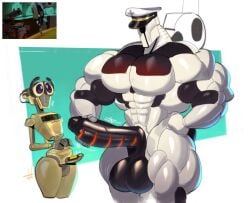 2024 2boys 2robots abs auto_(wall-e) big_balls big_penis cute_eyes cute_male digital_drawing_(artwork) digital_media_(artwork) dymitr3 feminine_body imminent_sex male male/male masturbation muscular_arms muscular_male muscular_thighs pecs pixar robot size_difference smaller_male taller_male wall-e wall-e_(character)