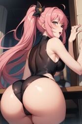 ai_generated anime_style ass_focus black_clothing female pink