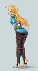 2d 2d_(artwork) ass blonde_female blonde_hair blonde_hair bondage bondage bound breasts female female_focus female_only from_behind gag gagged humanoid looking_at_viewer looking_back lostonezero nintendo tape tape_gag taped_mouth the_legend_of_zelda thick_ass thick_thighs thighs zelda_(breath_of_the_wild) zelda_(tears_of_the_kingdom)