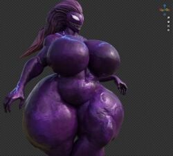 3d agony_(spider-man) coolmaster98 curvy_body huge_breasts marvel marvel_comics sharp_teeth symbiote thick_thighs voluptuous voluptuous_female