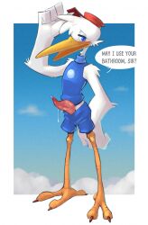 4pcsset anthro avian bird bottomwear clothing disney dumbo_(movie) erection genitals hat headgear headwear hi_res male male_only mr._stork penis shorts stork