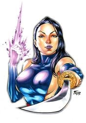 1girls 2019 betsy_braddock big_breasts black_hair blue_leotard blue_sleeves breasts busty curvaceous curvy dated ed_benes_studio elizabeth_braddock energy_sword erect_nipples erect_nipples_under_clothes eyeshadow female female_only fred_benes holding_sword homo_superior katana kwannon large_breasts leotard long_hair makeup marvel marvel_comics mascara mutant narrowed_eyes nipple_bulge nipples pinup psylocke purple_eyes purple_lips purple_lipstick sideboob signature sleeves solo straight_hair superheroine sword telepath upper_body voluptuous x-men