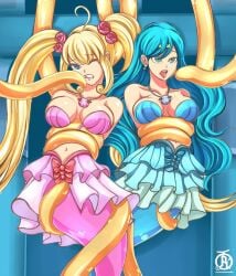 2girls ahe_gao ahe_gao ahegao_face big_breasts big_breasts big_breasts blonde_hair blue_eyes blue_hair breasts breasts breasts earrings hanon_hosho houshou_hanon large_boobs large_breasts large_tits lucia_nanami mermaid mermaid_girl mermaid_melody_pichi_pichi_pitch mermaid_tail nanami_lucia pendant princess revolverwingstudios star_earrings tentacle tentacle tentacle_rape tentacle_sex twintails