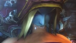 1boy 1girls 2019 3d armor armored_boots big_breasts blizzard_entertainment blonde_hair blowjob blue_skin closed_eyes deepthroat eastern_kingdoms elf fellatio female female_domination female_focus hood human male night oral red_eyes saliva shadowfang_keep silverpine_forest sylvanas_windrunner warcraft world_of_warcraft zentaeron