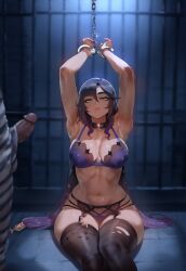 ai_generated bondage chained dungeon genshin_impact giant_breasts huge_breasts ignisai massive_breasts mona_(genshin_impact) ntr prisoner slave slavegirl tagme