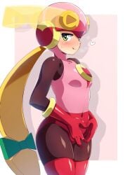 1girls bodysuit gloves helmet konpeto leotard mega_man mega_man_battle_network roll.exe thighhighs wide_hips