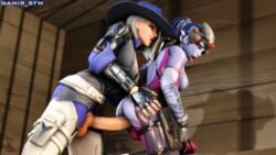 3d ashe_(overwatch) blizzard_entertainment futa_on_futa futanari gamir_sfm intersex large_penis overwatch source_filmmaker widowmaker