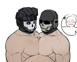 anon bara call_of_duty cum cumming double_paizuri gay ghost_(modern_warfare_2) male male_only mask masked masked_male muscular muscular_male paizuri pecjob puhek selfcest simon_riley simon_riley_bottom sunglasses
