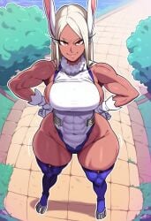 1girls abs ai_generated big_breasts boku_no_hero_academia confident_female leotard looking_at_viewer miruko muscular_female my_hero_academia rabbit_ears rumi_usagiyama tagme thick_thighs wide_hips