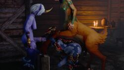 3futa centaur deer_taur fellatio futa_on_futa horsecock horsecock_futanari league_of_legends lillia_(league_of_legends) monster monster_girl penetration shyvana sisalik soraka stomach_bulge tagme video