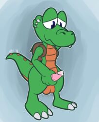 2018 croc:_legend_of_the_gobbos croc_(character) crocodilian cum male male_only masturbation reptile scalie stroking ultilix